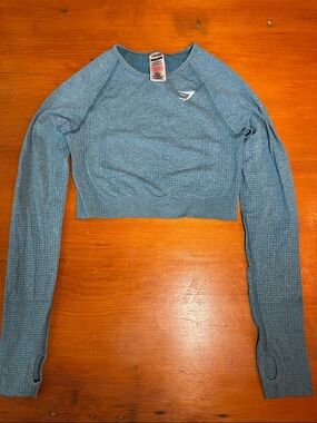 Gymshark Teal Seamless Long-Sleeve Crop Top